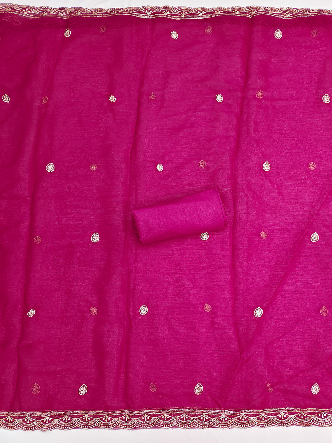 Women's Shimmer Silk Unstitched Dress Material With Embroidery Work
