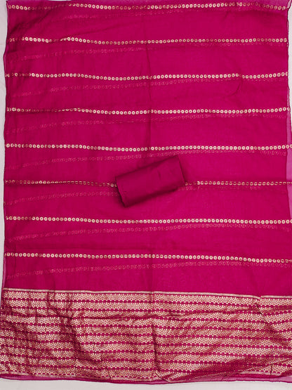 Women's Shimmer Silk Unstitched Dress Material With Embroidery Work