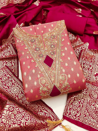 Women's Shimmer Silk Unstitched Dress Material