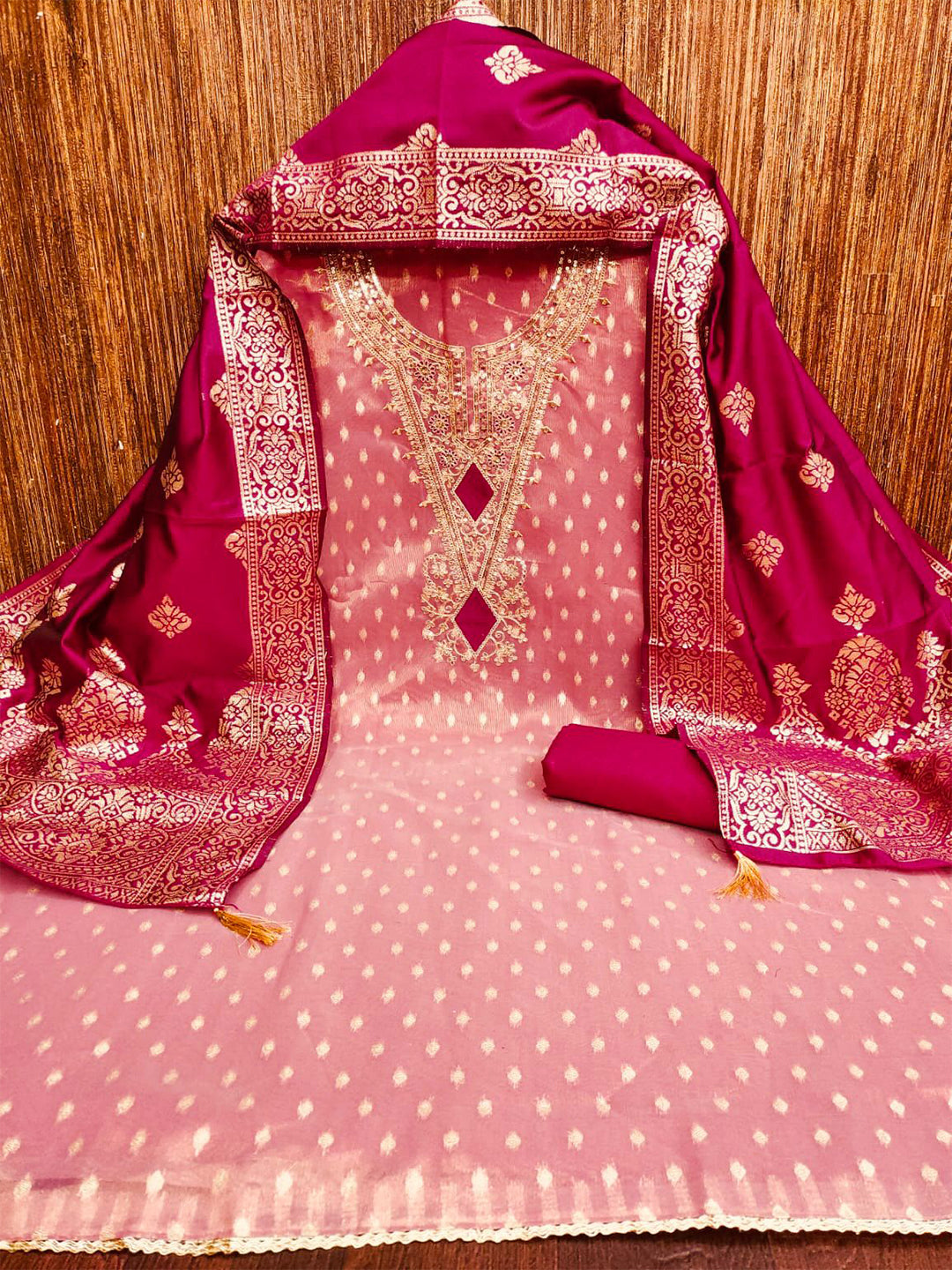 Women's Shimmer Silk Unstitched Dress Material