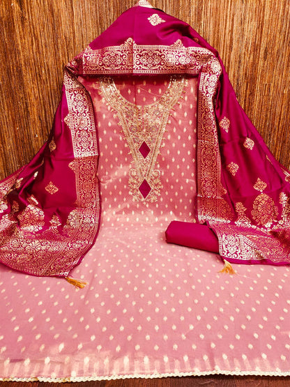 Women's Shimmer Silk Unstitched Dress Material