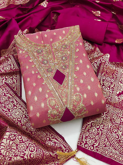 Women's Shimmer Silk Unstitched Dress Material