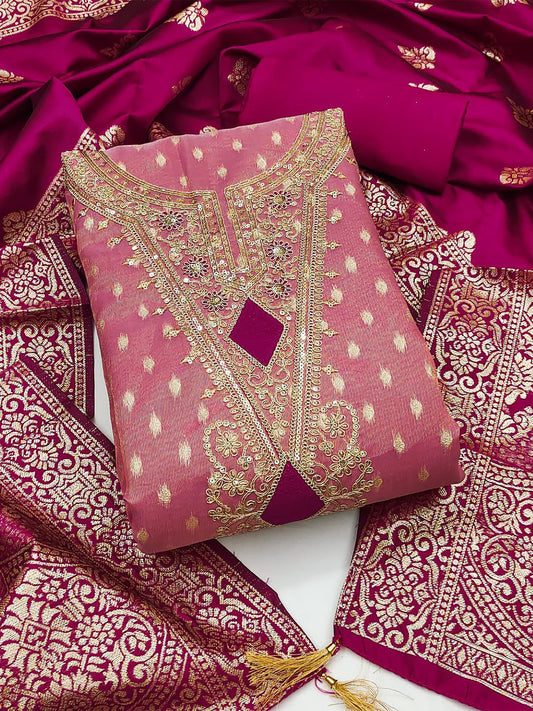 Women's Shimmer Silk Unstitched Dress Material