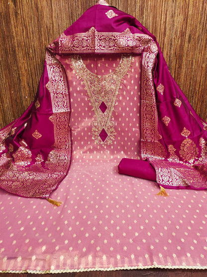 Women's Shimmer Silk Unstitched Dress Material