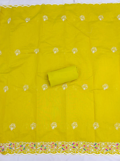 Women's Chanderi Unstitched Dress Material WIth Embroidery Work