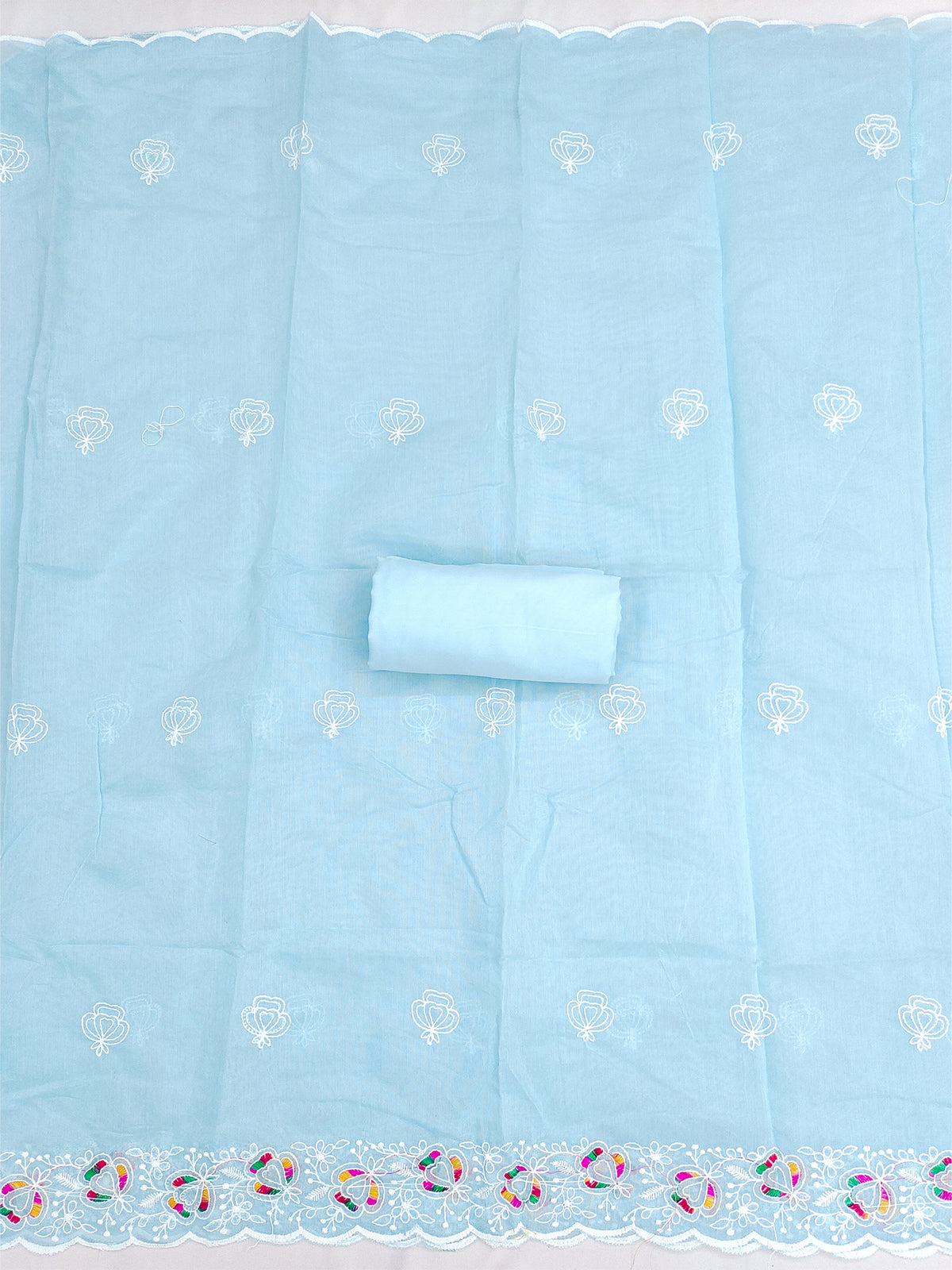 Women's Chanderi Unstitched Dress Material WIth Embroidery Work