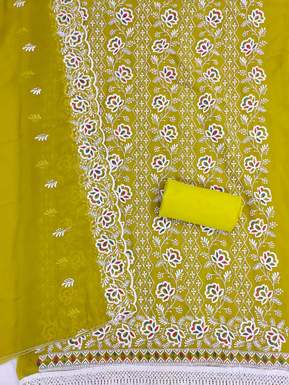 Women's Georgette Unstitched Dress Material WIth Embroidery Work