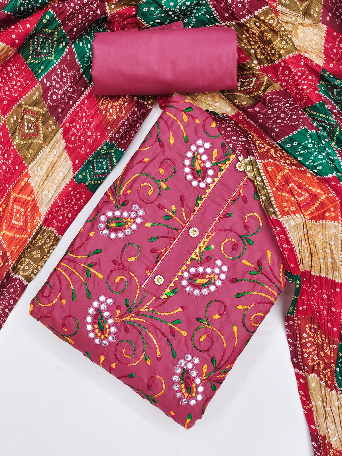 Women's Cotton Unstitched Dress Material WIth Embroidery Work