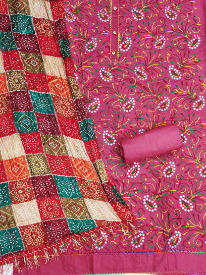 Women's Cotton Unstitched Dress Material WIth Embroidery Work