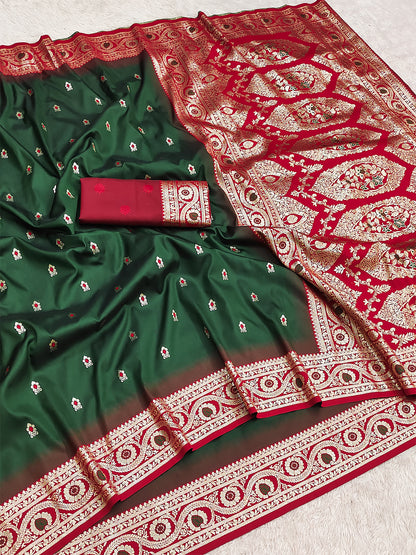 Women's Banarasi Silk Saree With Unstitched Blouse Piece