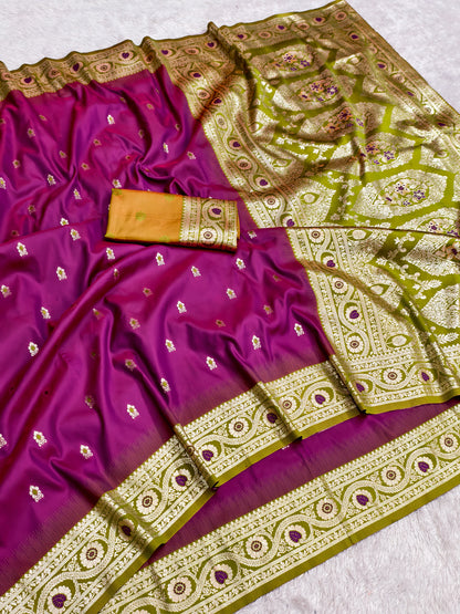 Women's Banarasi Silk Saree With Unstitched Blouse Piece