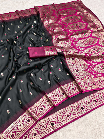 Women's Banarasi Silk Saree With Unstitched Blouse Piece