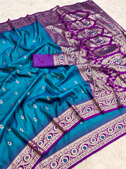 Women's Banarasi Silk Saree With Unstitched Blouse Piece