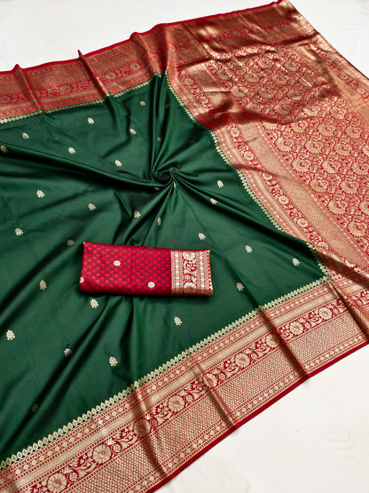 Women's Banarasi Silk Saree With Unstitched Blouse Piece