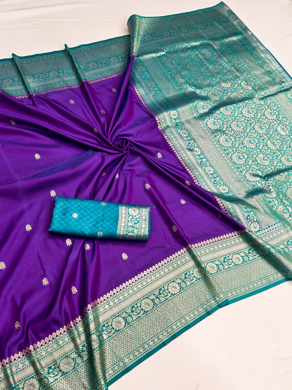 Women's Banarasi Silk Saree With Unstitched Blouse Piece