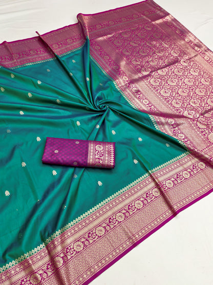Women's Banarasi Silk Saree With Unstitched Blouse Piece