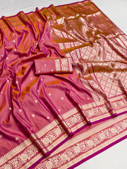 Women's Banarasi Silk Saree With Unstitched Blouse Piece