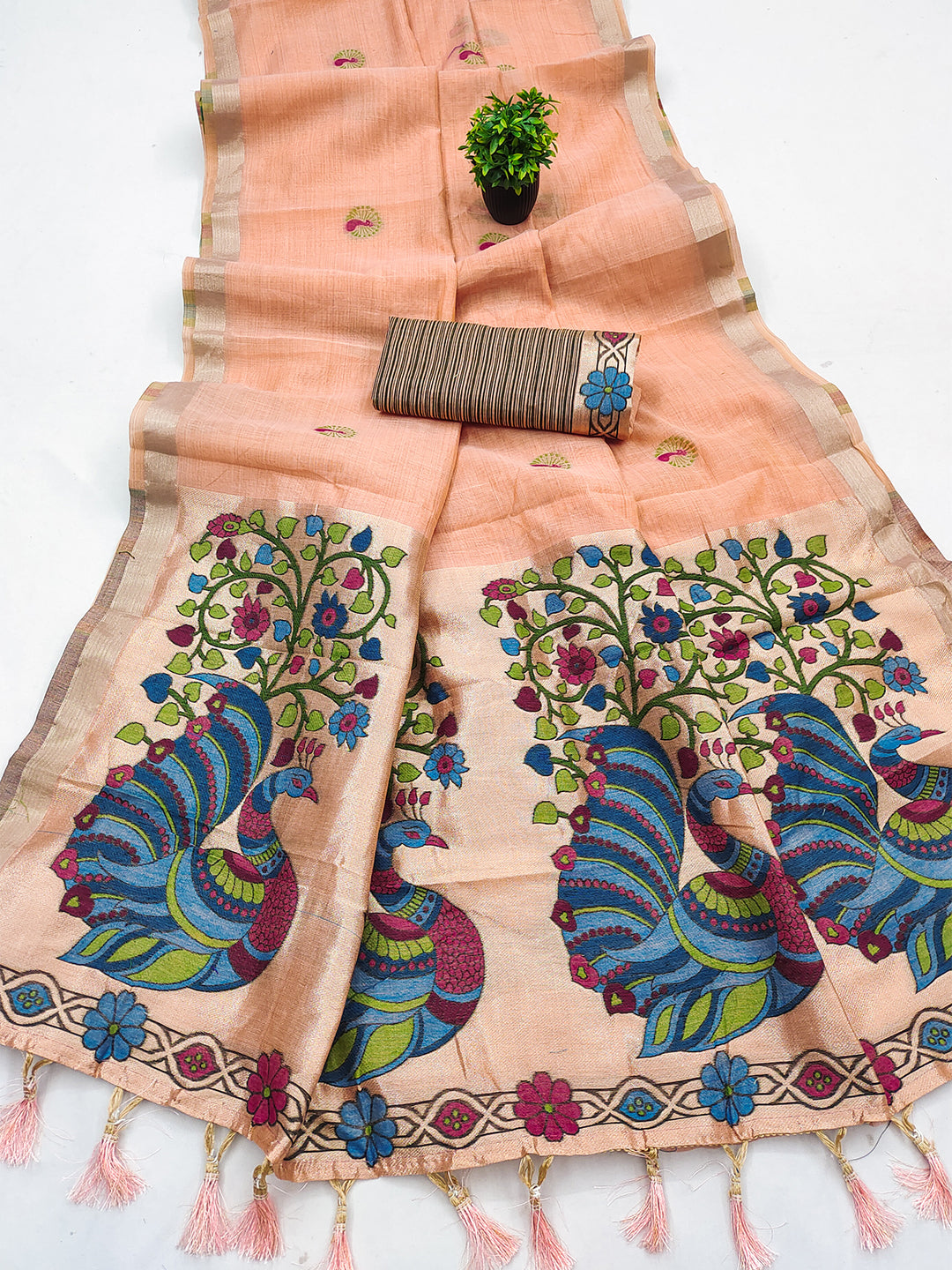 Women's Cotton Silk Saree With Unstitched Blouse Piece