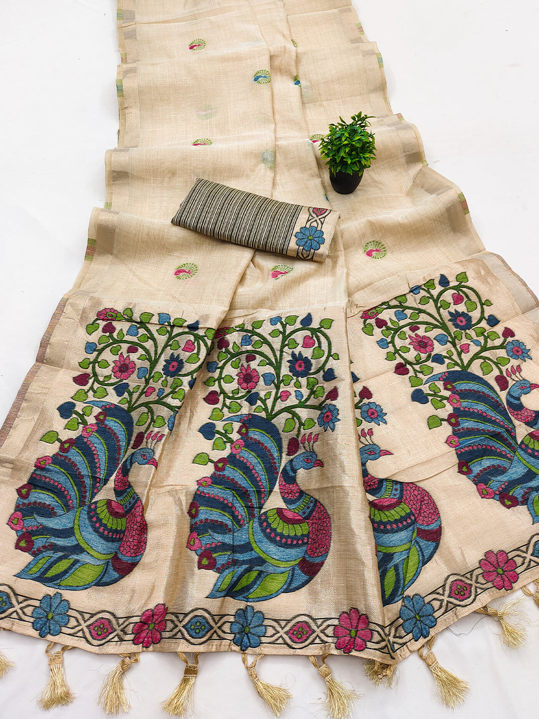 Women's Cotton Silk Saree With Unstitched Blouse Piece