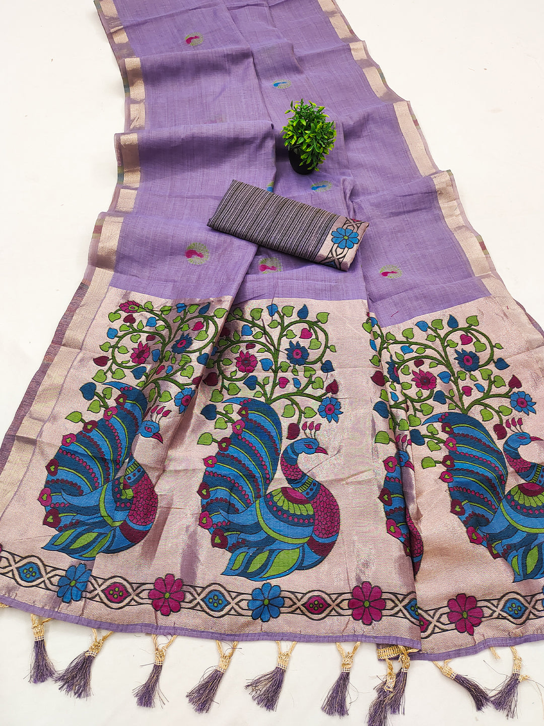 Women's Cotton Silk Saree With Unstitched Blouse Piece