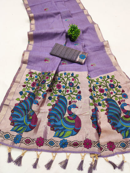 Women's Cotton Silk Saree With Unstitched Blouse Piece