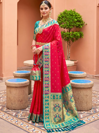 Women's Banarasi Silk Saree With Unstitched Blouse Piece