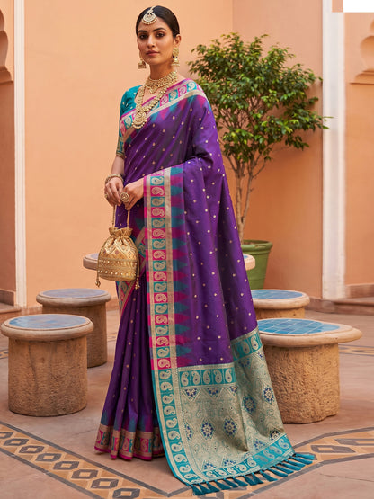 Women's Banarasi Silk Saree With Unstitched Blouse Piece