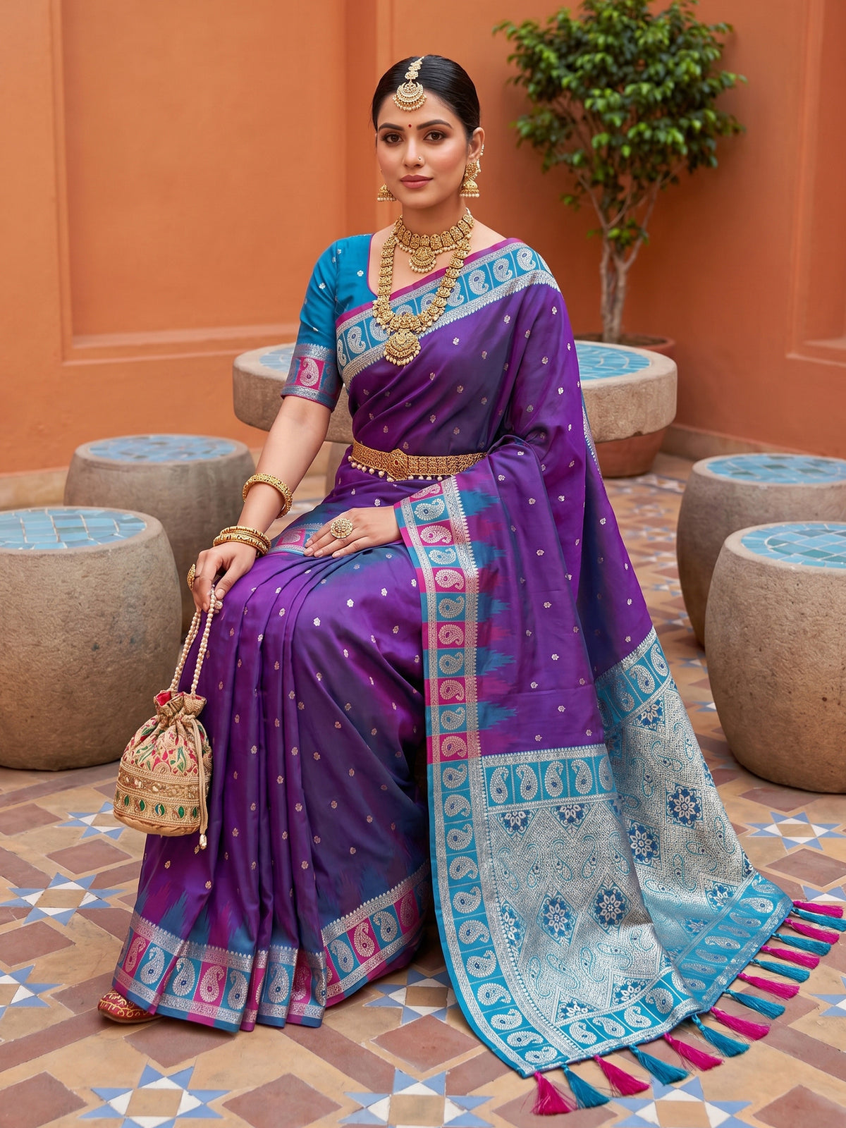 Women's Banarasi Silk Saree With Unstitched Blouse Piece
