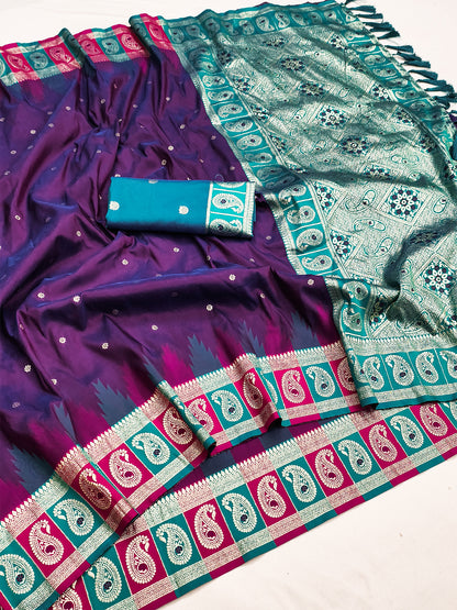 Women's Banarasi Silk Saree With Unstitched Blouse Piece
