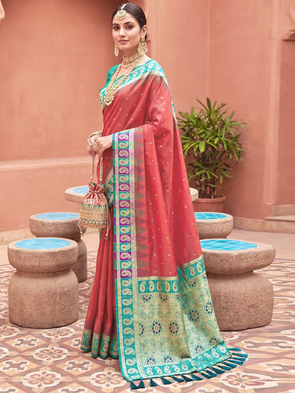 Women's Banarasi Silk Saree With Unstitched Blouse Piece