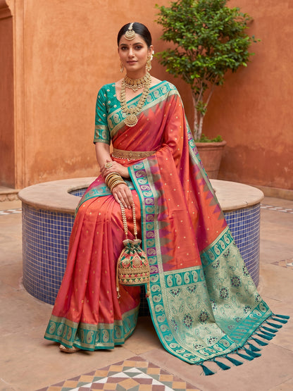 Women's Banarasi Silk Saree With Unstitched Blouse Piece