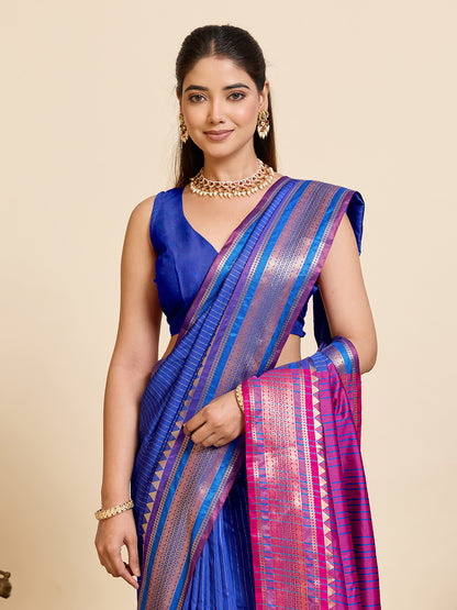 Women's Banarasi Silk Saree With Unstitched Blouse Piece