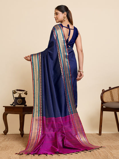 Women's Banarasi Silk Saree With Unstitched Blouse Piece
