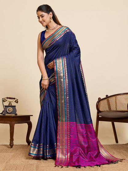 Women's Banarasi Silk Saree With Unstitched Blouse Piece