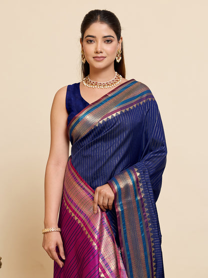 Women's Banarasi Silk Saree With Unstitched Blouse Piece