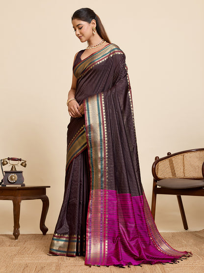Women's Banarasi Silk Saree With Unstitched Blouse Piece