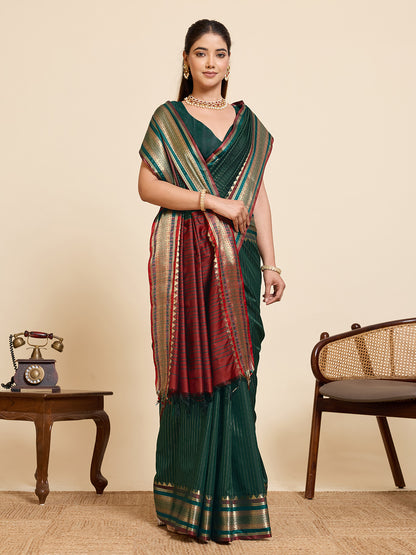Women's Banarasi Silk Saree With Unstitched Blouse Piece