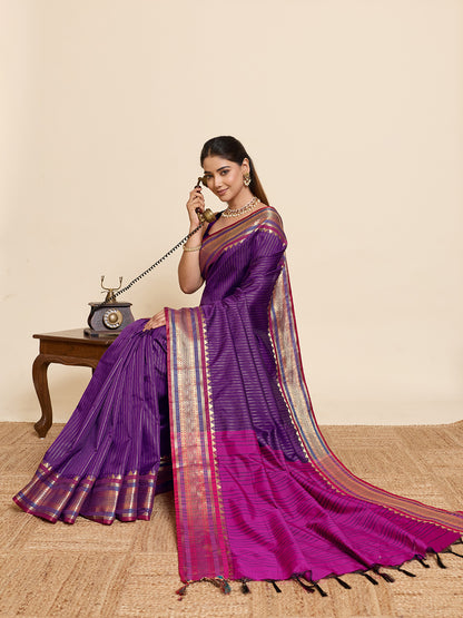 Women's Banarasi Silk Saree With Unstitched Blouse Piece