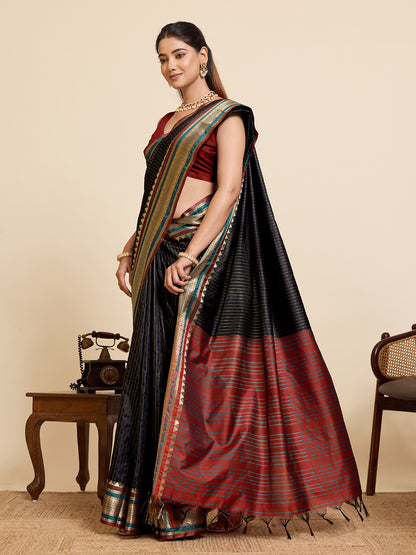 Women's Banarasi Silk Saree With Unstitched Blouse Piece