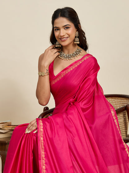 Women's Soft Silk Saree With Unstitched Blouse Piece