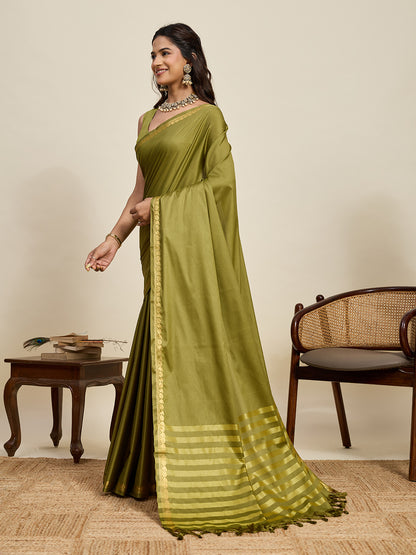 Women's Soft Silk Saree With Unstitched Blouse Piece