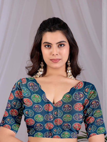 Women's Satin Georgette Saree With Unstitched Blouse Piece