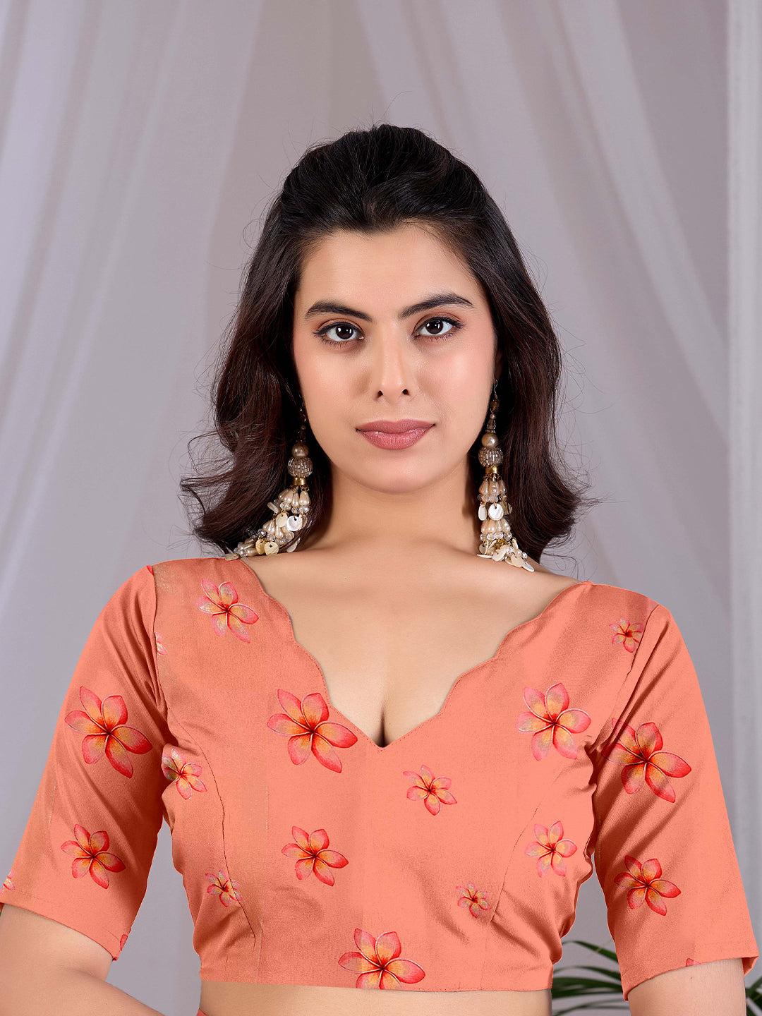 Women's Satin Georgette Saree With Unstitched Blouse Piece