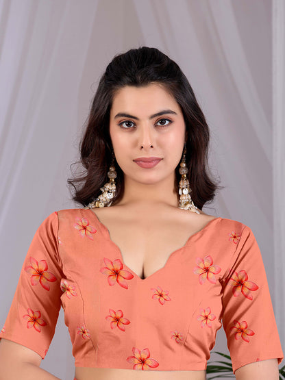 Women's Satin Georgette Saree With Unstitched Blouse Piece