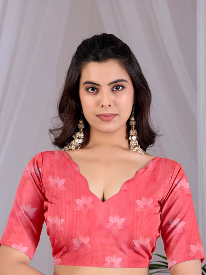 Women's Satin Georgette Saree With Unstitched Blouse Piece