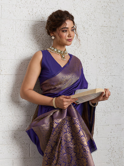Women's Banarasi Silk Saree With Unstitched Blouse Piece