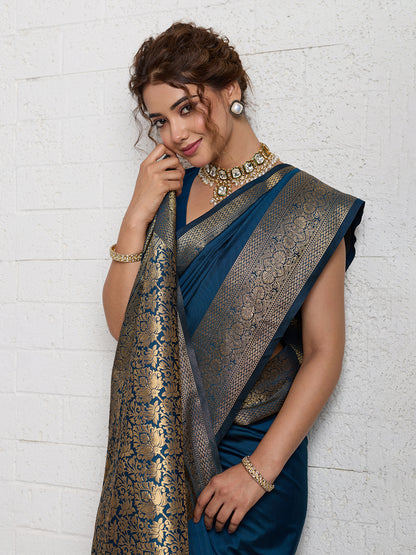 Women's Banarasi Silk Saree With Unstitched Blouse Piece
