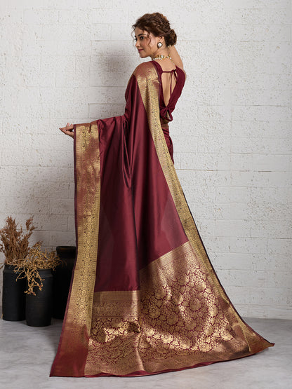 Women's Banarasi Silk Saree With Unstitched Blouse Piece
