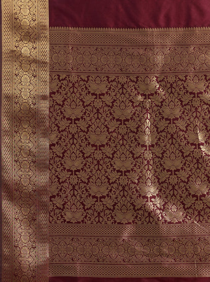 Women's Banarasi Silk Saree With Unstitched Blouse Piece