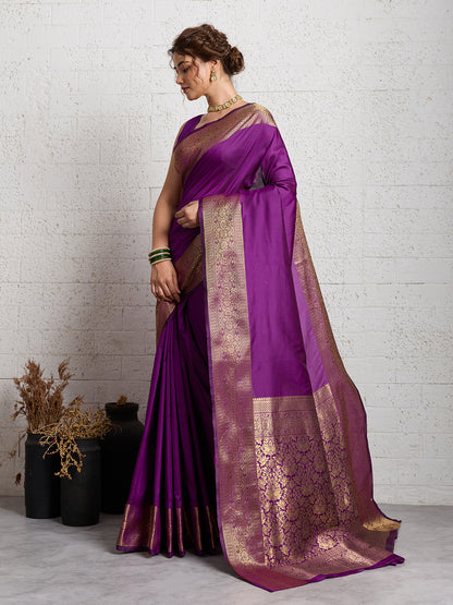 Women's Banarasi Silk Saree With Unstitched Blouse Piece